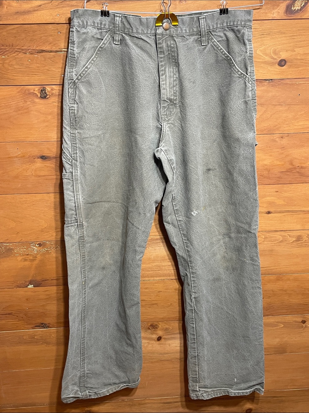 Rustler Olive Gray Utility Pants with Branded Button